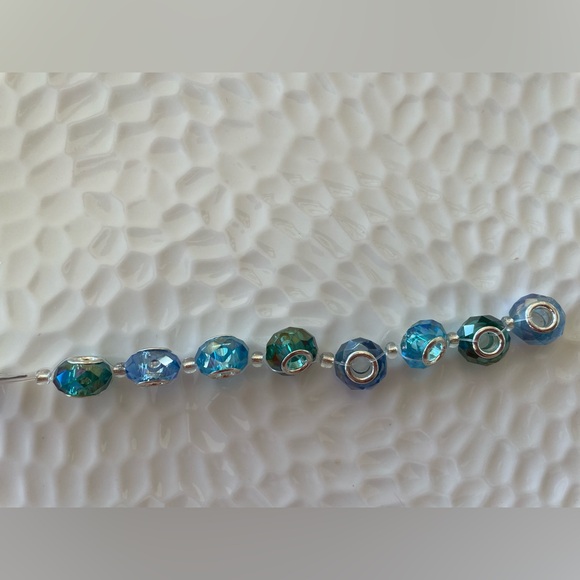 Mixed Blue Multi Faceted Glass Bead Rondelles for Jewelry Craft Making - Picture 4 of 7